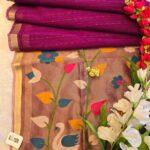 Premium Jamdani Silk Saree with Sequence Work & Chanderi Pallu