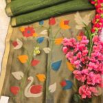 Premium Jamdani Silk Saree with Sequence Work & Chanderi Pallu