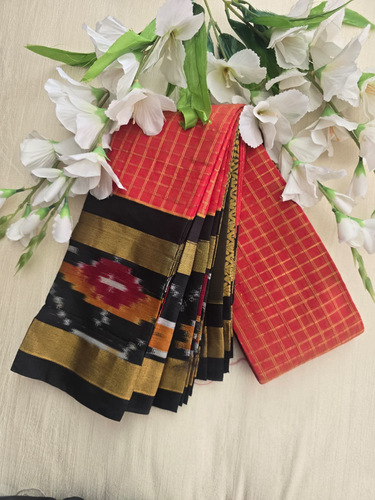 2026/06/1001252117.jpg Chex Patola Saree – Patola Border - Image 1
