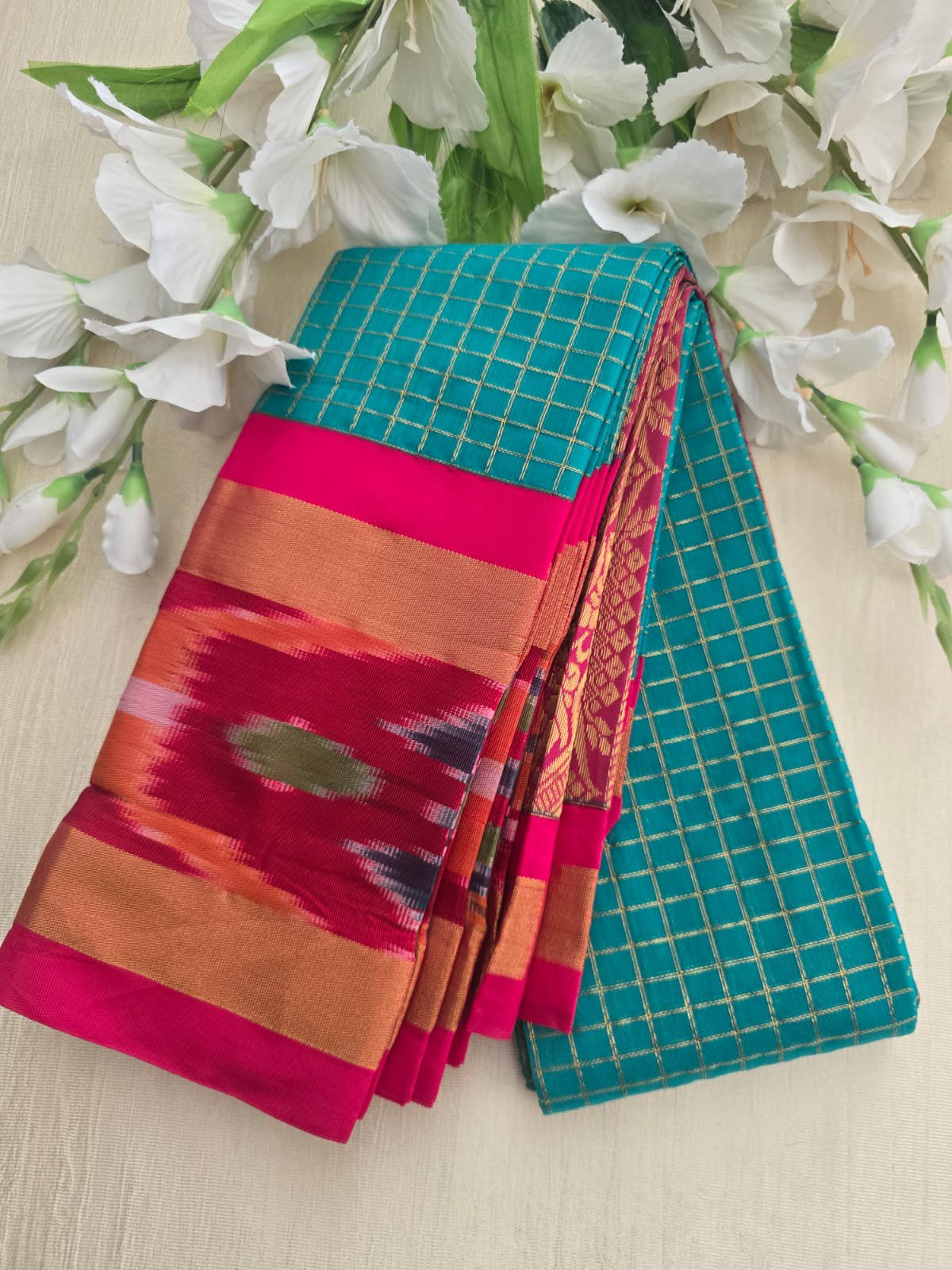 2026/06/1001252120.jpg Chex Patola Saree – Patola Border - Image 1