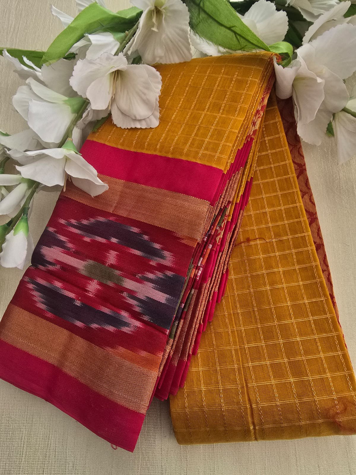 2026/06/1001252124.jpg Chex Patola Saree – Patola Border - Image 1