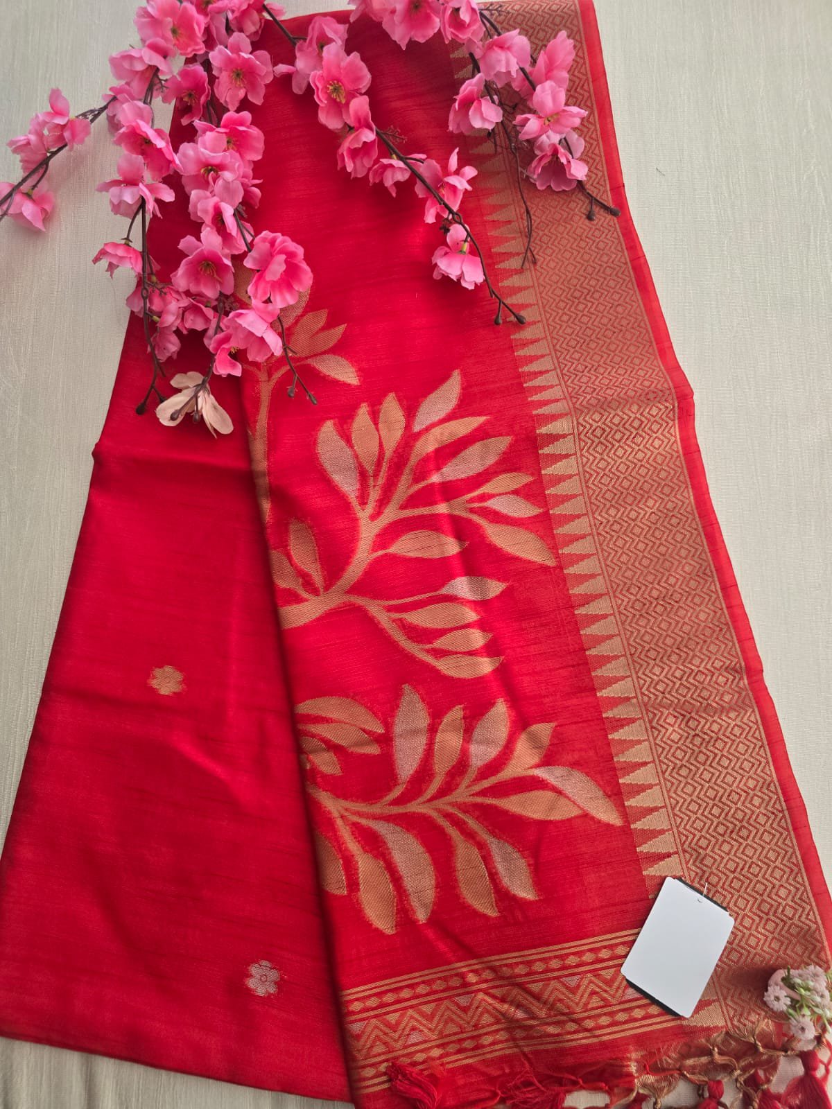 2026/06/1001252127-1.jpg Tussar Silk Saree – Temple Border - Image 1