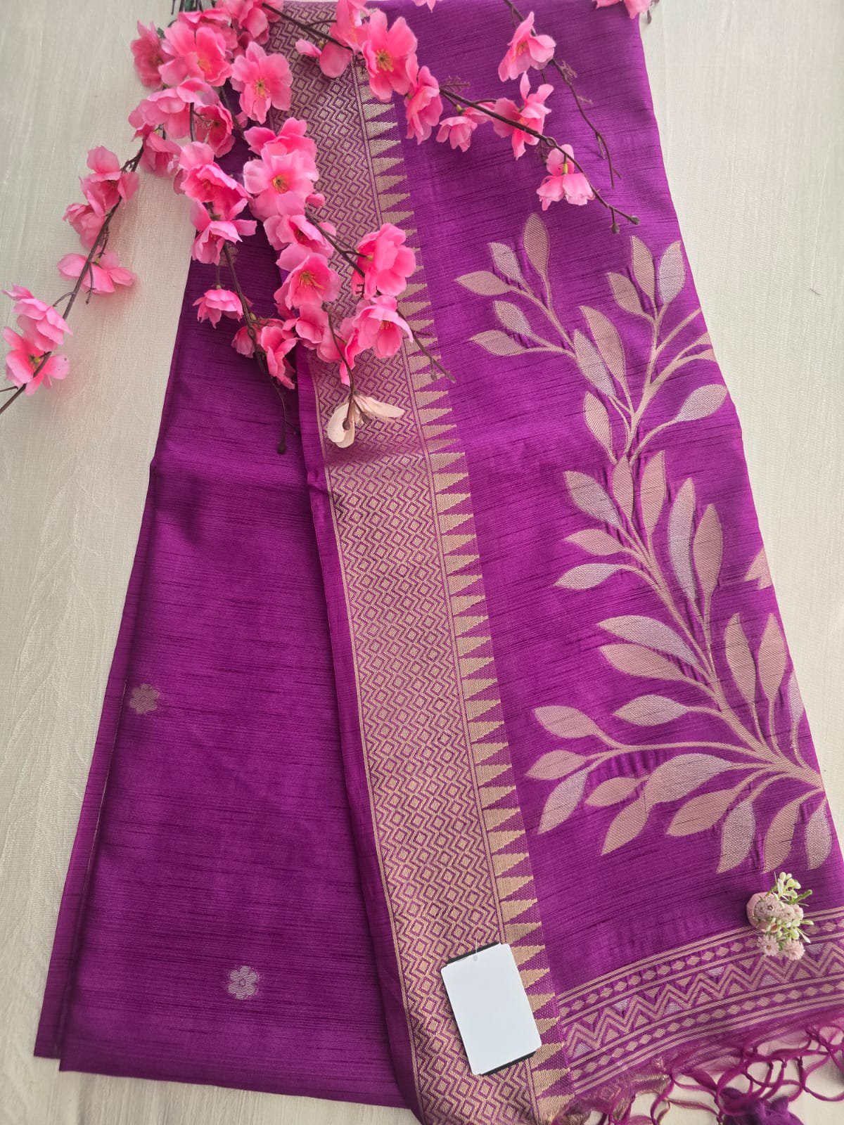 2026/06/1001252128-1.jpg Tussar Silk Saree – Temple Border - Image 1