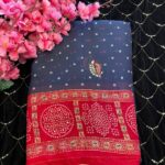 Bandhani Saree - Teal