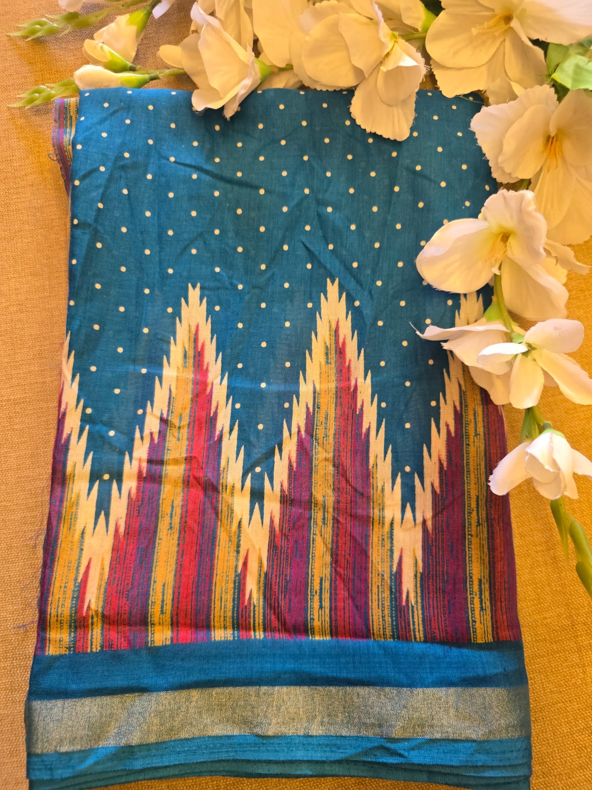 WhatsApp Image 2026-06-22 at 5.50.56 PM Soft Mal Cotton Temple Border Saree 5 - Image 1